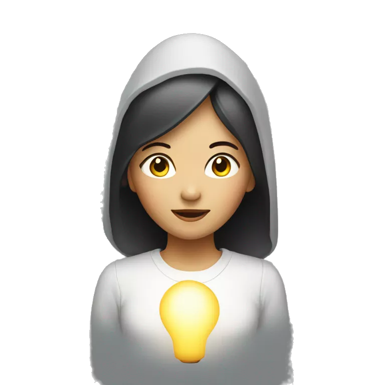 asian girl with lamp light above her head to make it as a new idea from her