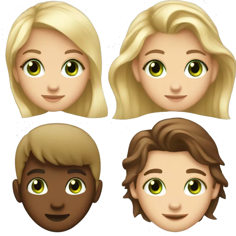 A beautiful girl with a beautiful boy,a girl with green eyes and brown long hair, a blond guy with green eyes