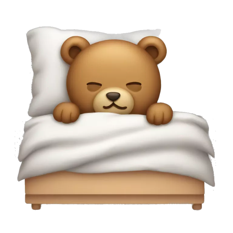 Cute teddy bear sleeping in a bed