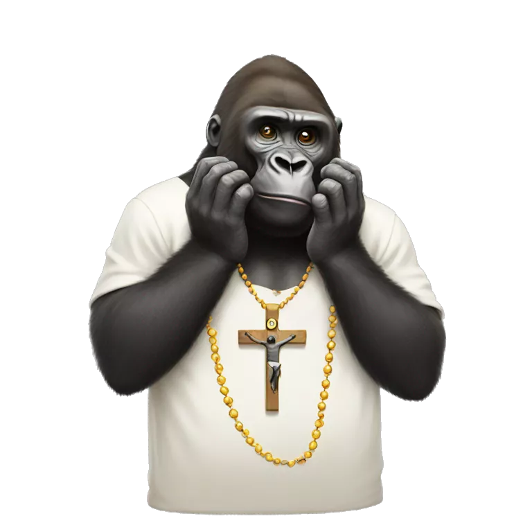 Gorilla praying the rosary