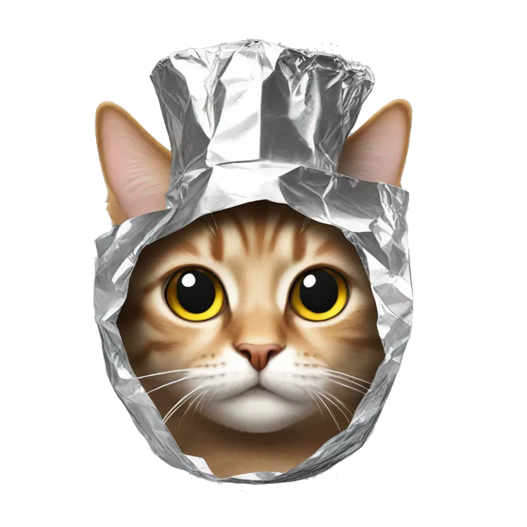 emoji in tin foil hat with cat