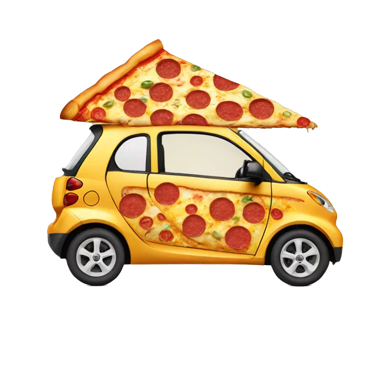 smart car made out of pizza ingredients