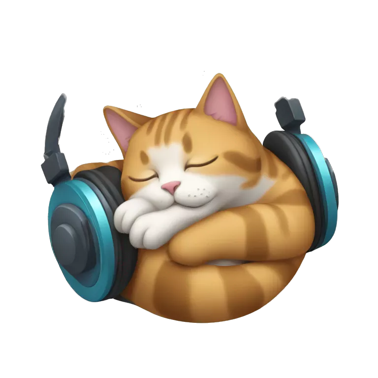 Cat sleeping with music