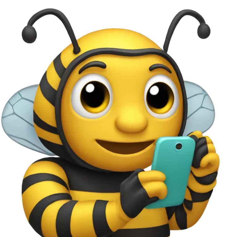 bee holding a phone in his hands