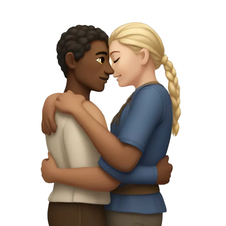 young metis Man and young white woman hug love