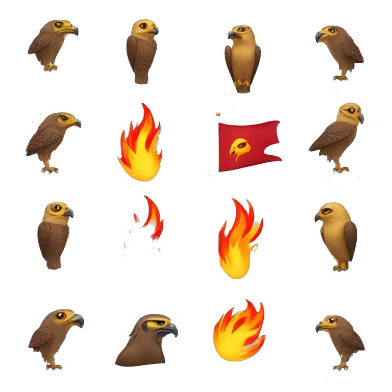A red flag yellow falcon and the Falcon head is a flame