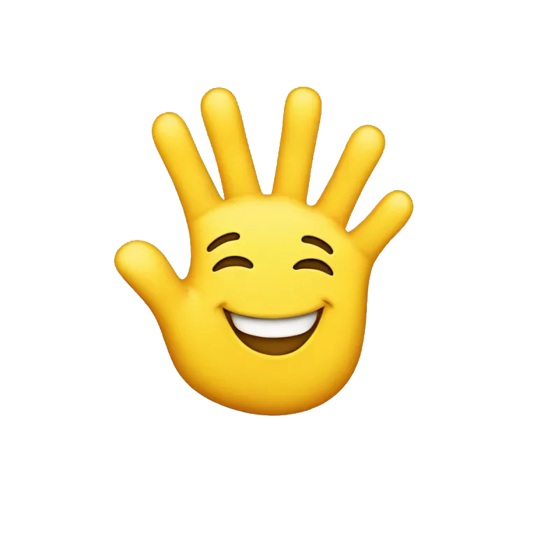 smiling face with three fingers up yellow color
