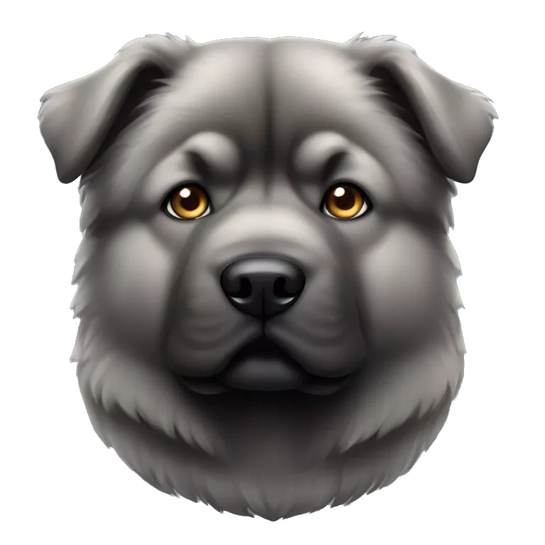 Dark gray chow chow puppy gray eyes