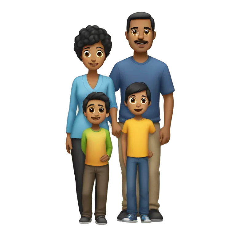 father ,mother father, with black hair with 2 boy