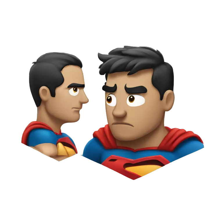 superhero (man) looking at another superhero in disgust