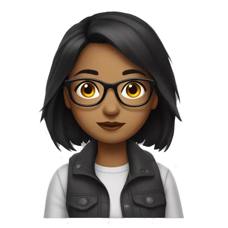 girl lanina write with medium black hair, glasses write