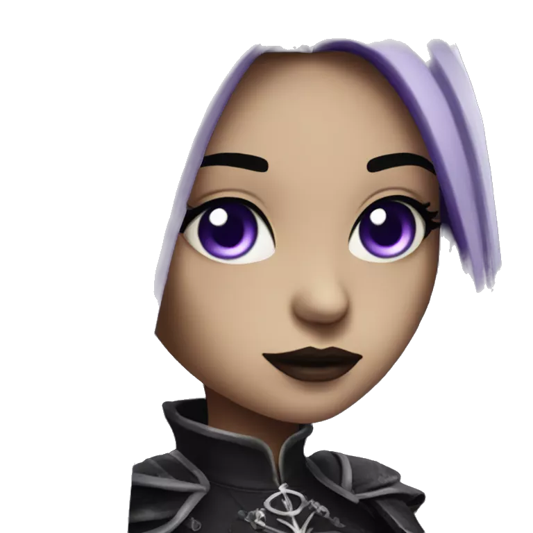 Queen gothic girl long dark black and purple hair with whip
