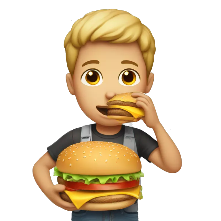 Boy eat burger
