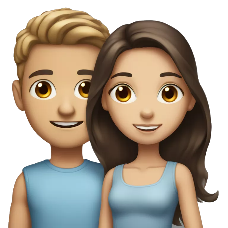 blue eyed brunette boy with brown eyed brunette girl
