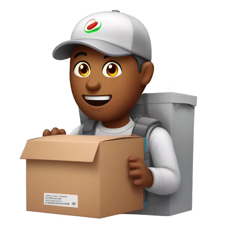 A food delivery man in a food delivery box