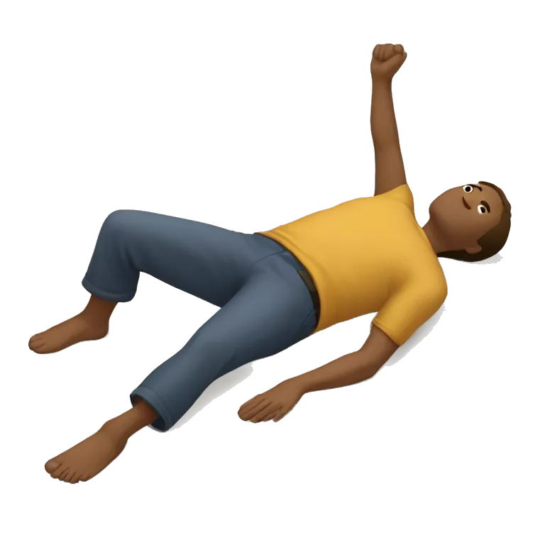 person doing the Alexander technique position. It consists of someone laying on the floor with their legs in position, however with their arms by their side.