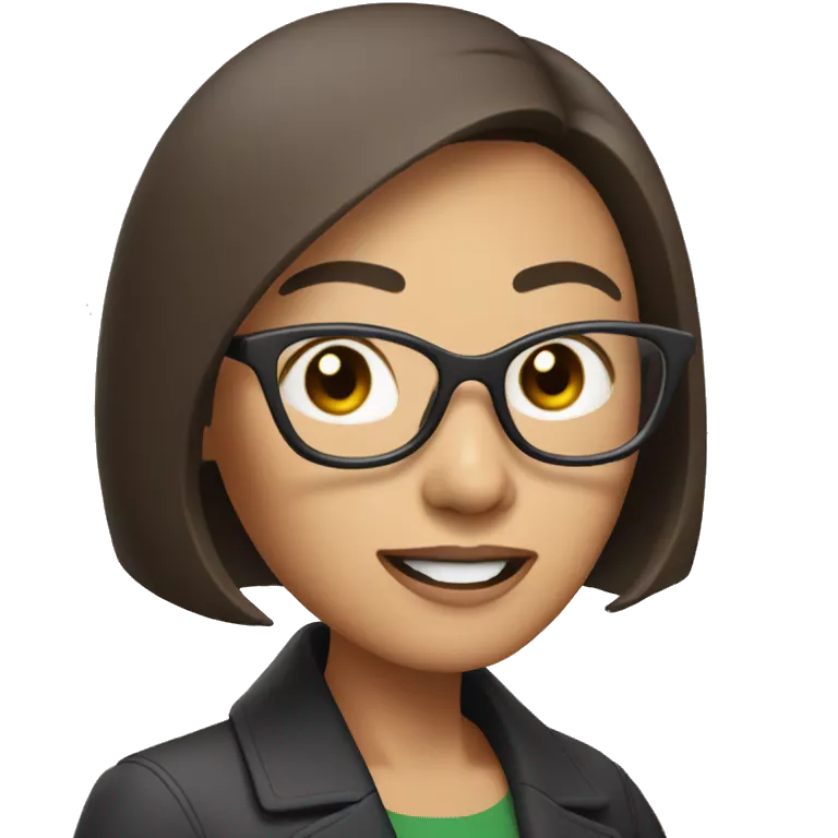 Asian woman with short brown hair wearing glasses talking into a microphone
