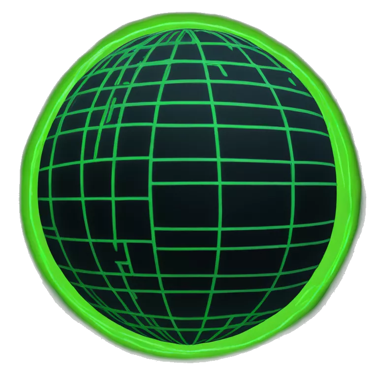 imagine a neon green globe with lines in the shape of a sphere with a black background with lines only on the sphere