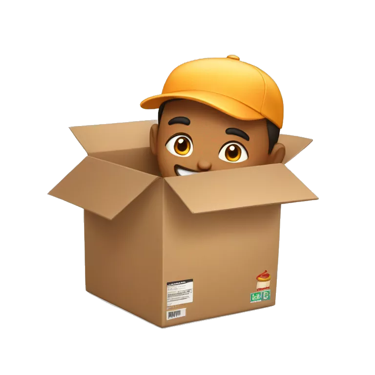 A food delivery man in a food delivery box