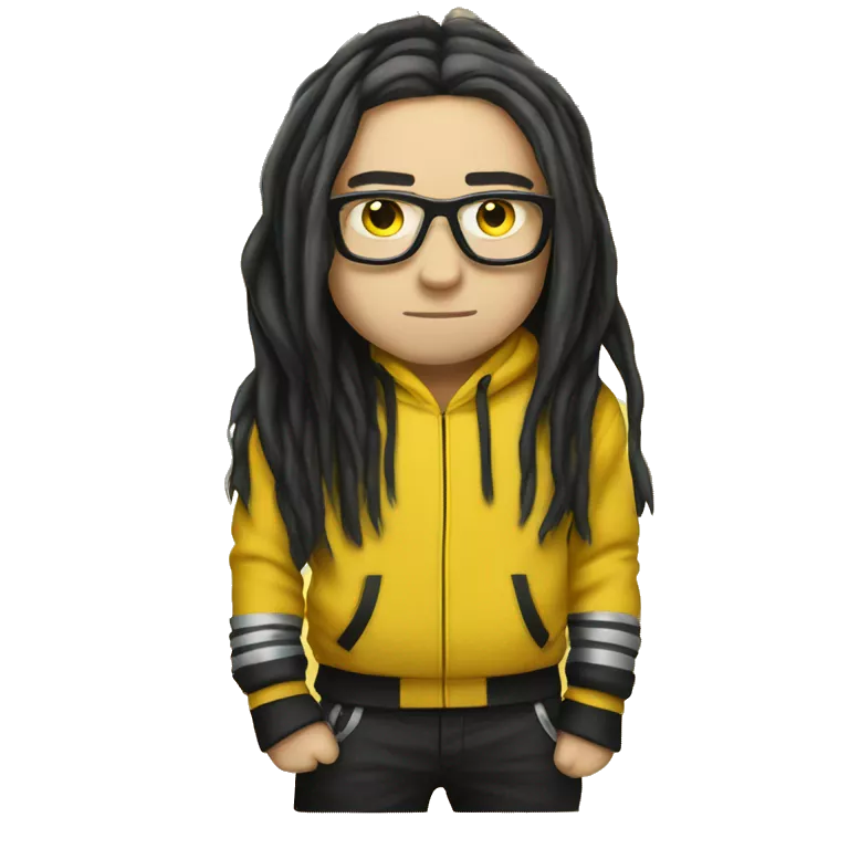 skrillex wearing a yellowm hoodie