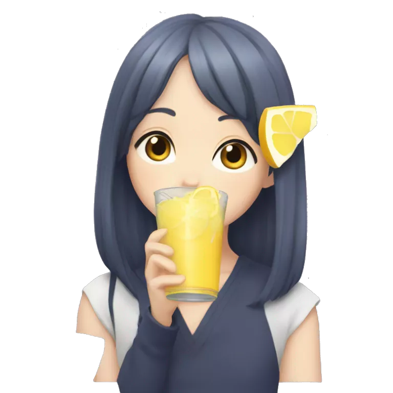Hinata from haiyku drinking lemonade