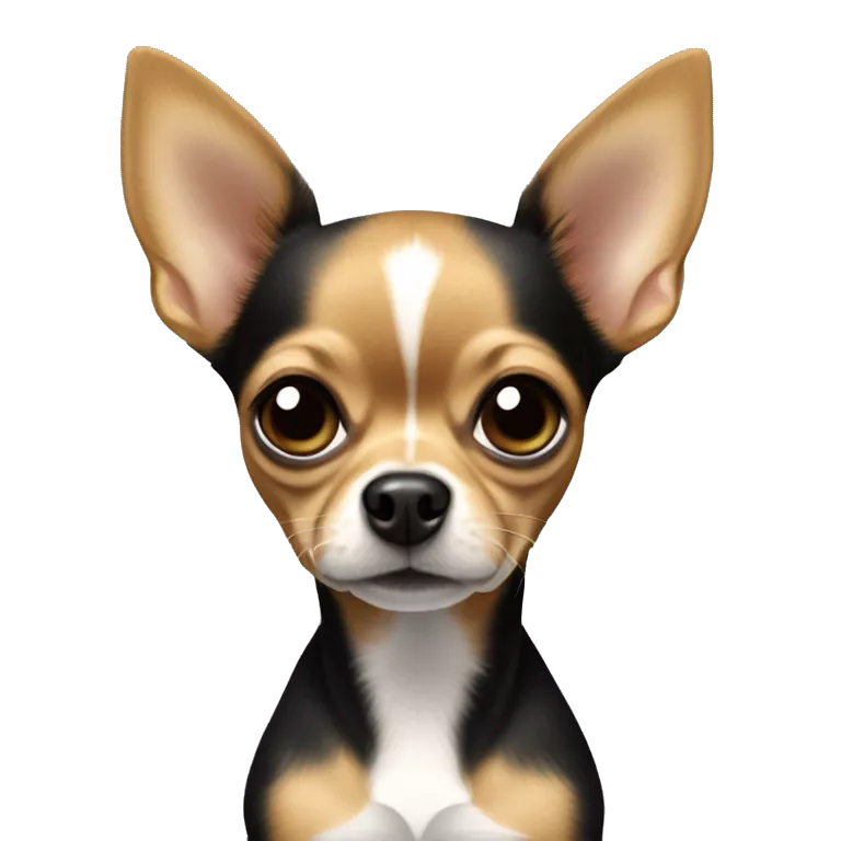 Perro Chihuahua con manchas cafés y mujer de pelo negro