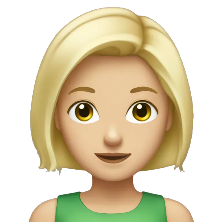 Blonde girl with short dark blonde hair and green eyes