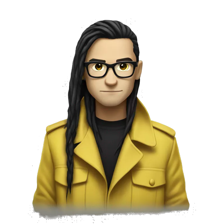 skrillex wearing a yellow trench coat
