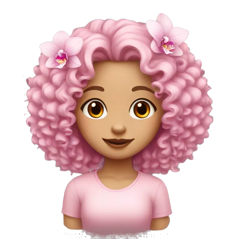 Orchid flower pastel pink and cute European curly girl