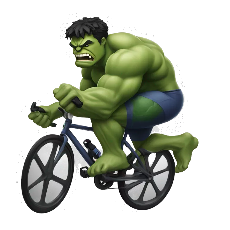 hulk cycling. hulk face in the focus