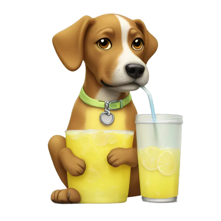 dog drinking lemonade