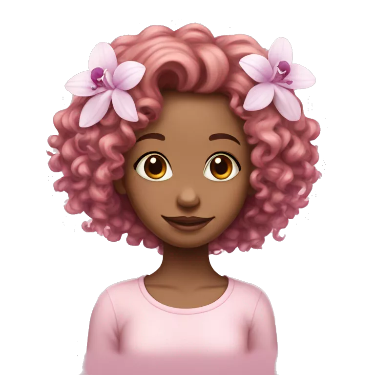 Orchid flower pastel pink and cute curly girl