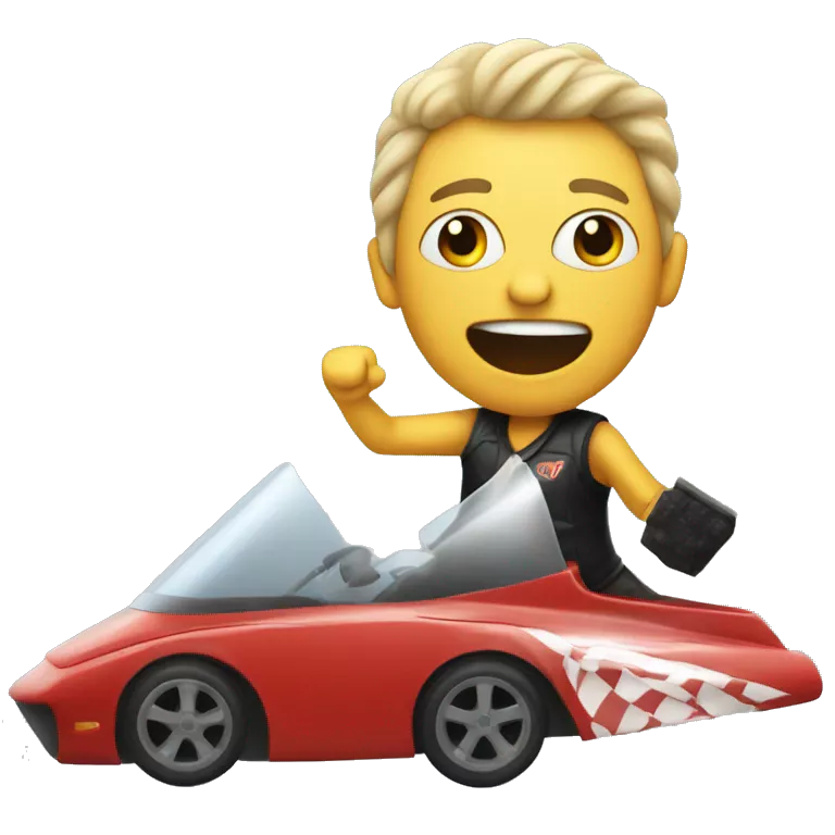 a rock singer rushing to a gig in a race car 
