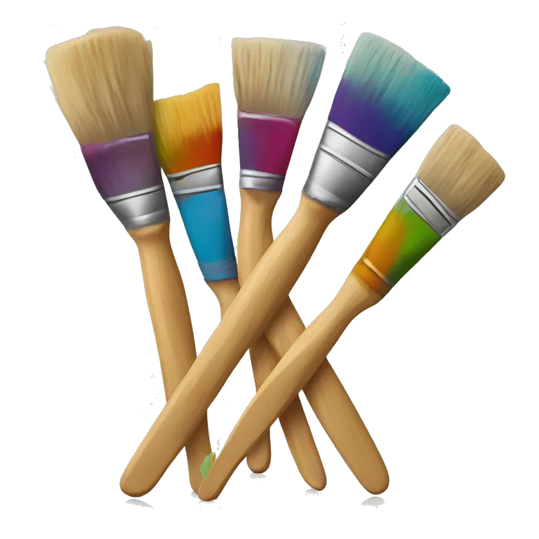 The paint brushes are stained with paint