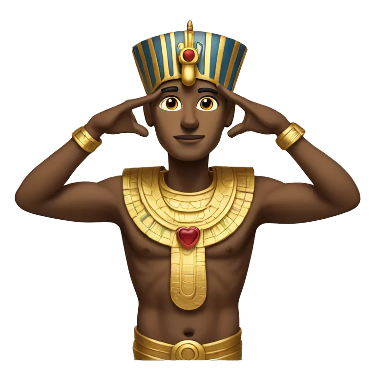 pharaoh making a heart with his hands