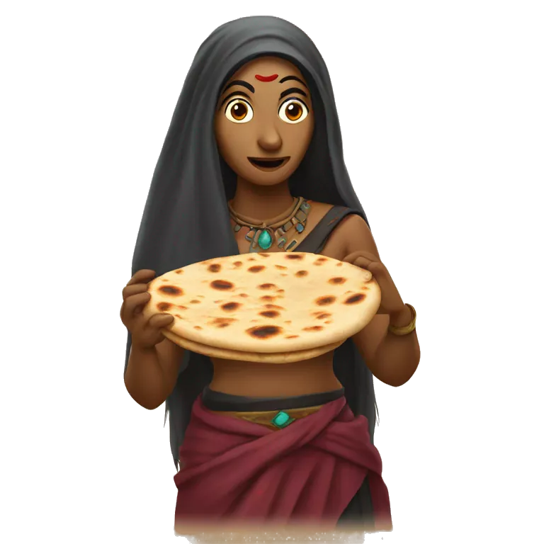 Indian witch eating a naan