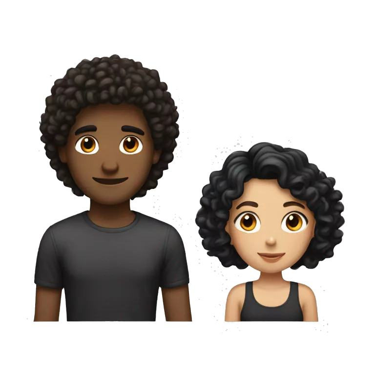 Guy whit straight brown hair and girl whit curly black hair