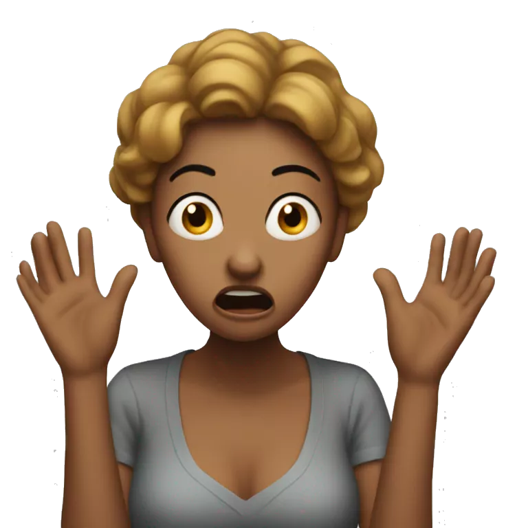 create a scared woman with her hands on herface