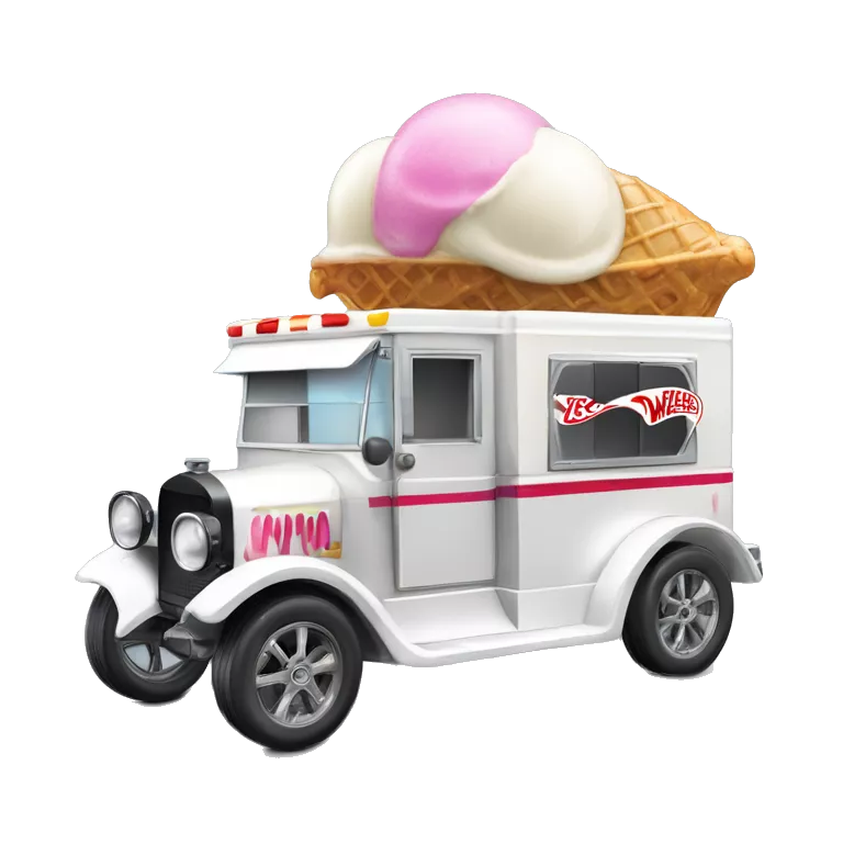 Hot wheels style, ice cream truck from 1917 with wide mag wheels