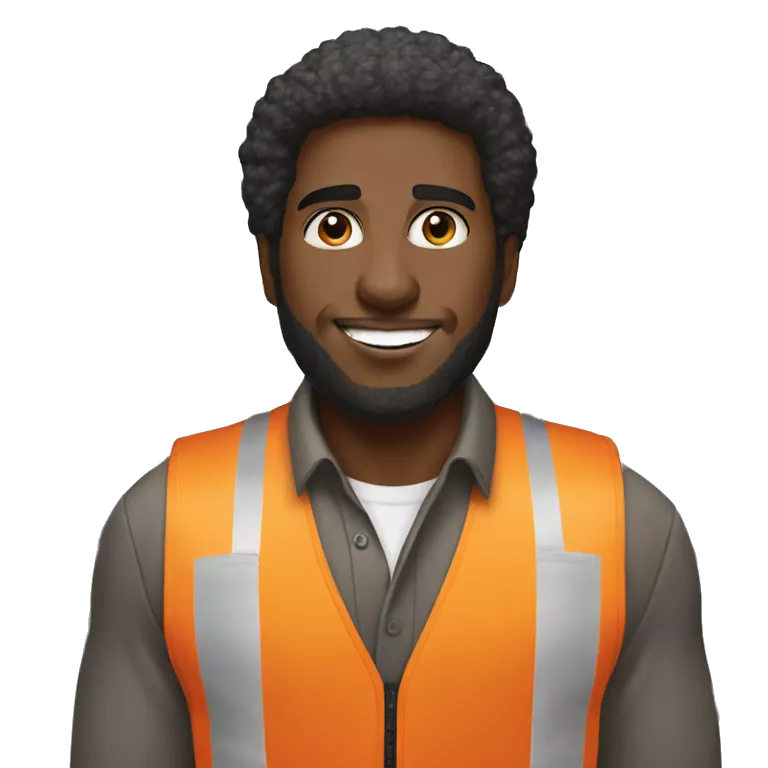 Black Male with Small Afro from Home Depot wearing orange pro loader vest pushing orange home depot carts