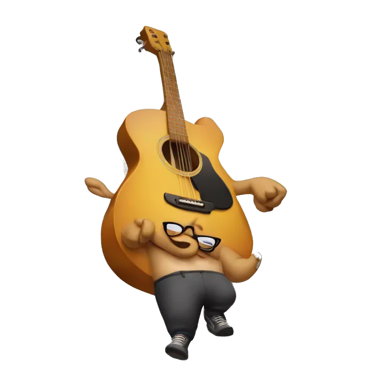 un cerdo con gafas y una guitarra sorda