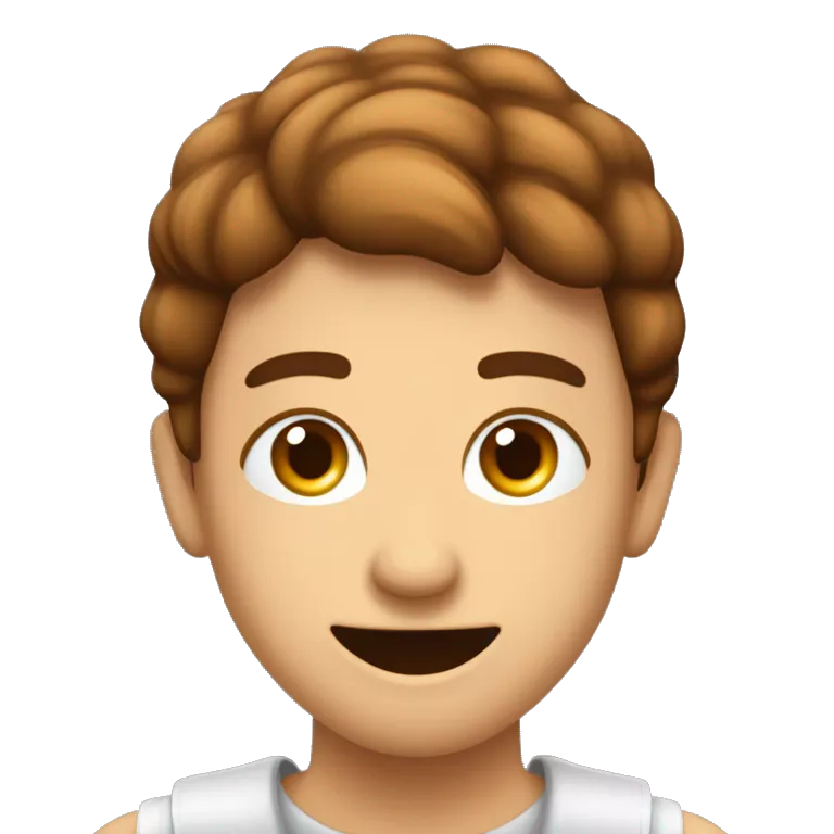 A imagem mostra mãos marrons levantadas, segurando uma cabeça sorridente e careca, simbolizando cuidado ou proteção. Para criar um emoji idêntico, combine duas mãos abertas voltadas para cima com uma cabeça sorridente entre elas.