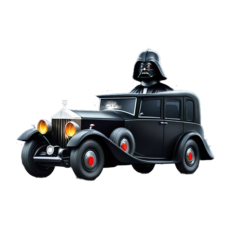Hot wheels Darth Vader 1934 Rolls Royce scary Halloween monster car driving on dark rainy road.