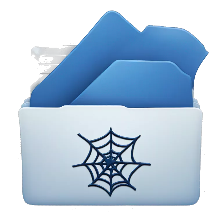 blue folder icon with a spiderweb on top