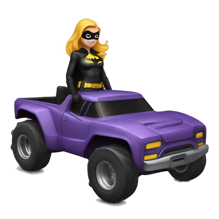 Batgirl in leather, Land yacht monster truck
