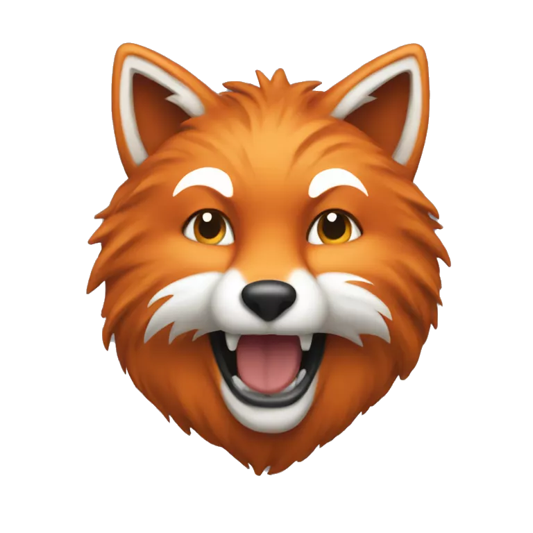 fox emojie, with the style of apple and who look like a hack