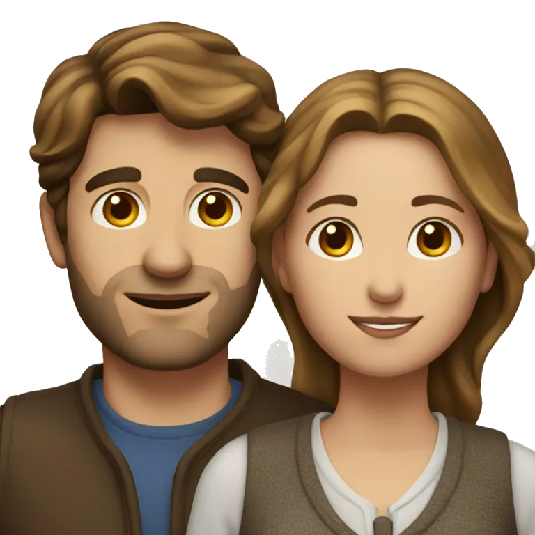 Street couple of a European man and an European woman with brown hair