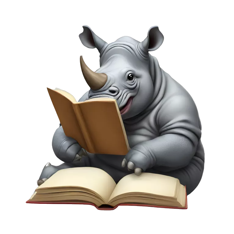 a rhino reading book