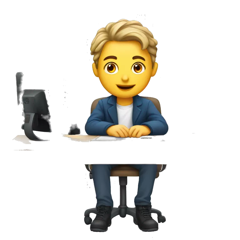 European schoolboy sitting at desk,  computer on desk