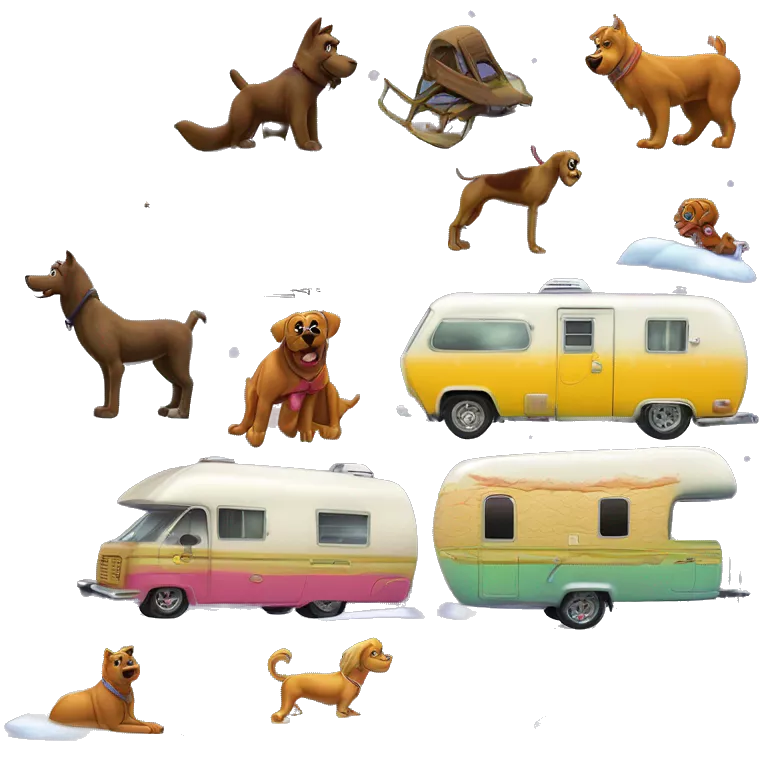 very expensive but haunted horror dream rv camper for Scooby Doo and the kids in the gang and Barbie while it’s cold and snowing hard outside